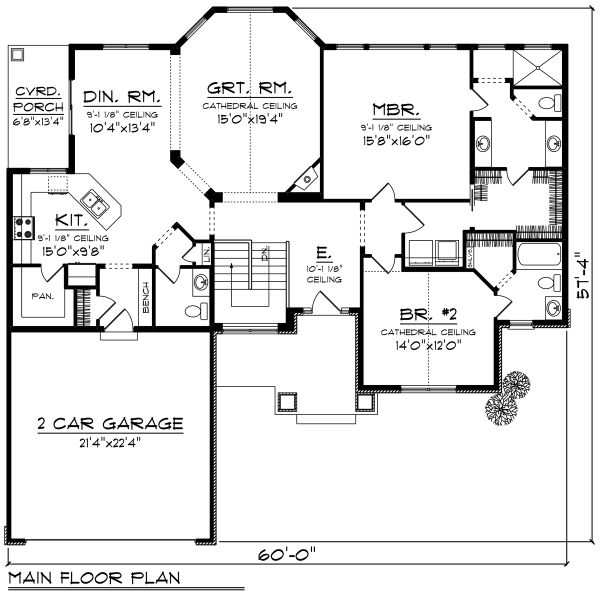 Craftsman Floor Plan - Main Floor Plan #70-1269