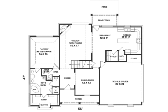 Floor Plan - Main Floor for Traditional House Plan #81-230 - 3 bed, 2.5 bath