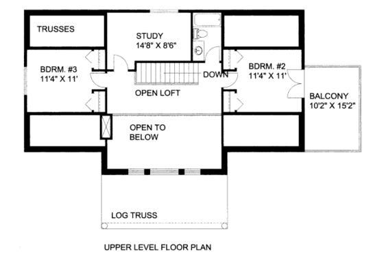 Floor Plan - Upper Floor for Bungalow House Plan #117-620 - 3 bed, 3.5 bath