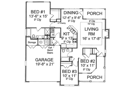 Floor Plan - Main Floor for Traditional House Plan #20-1871 - 3 bed, 2 bath