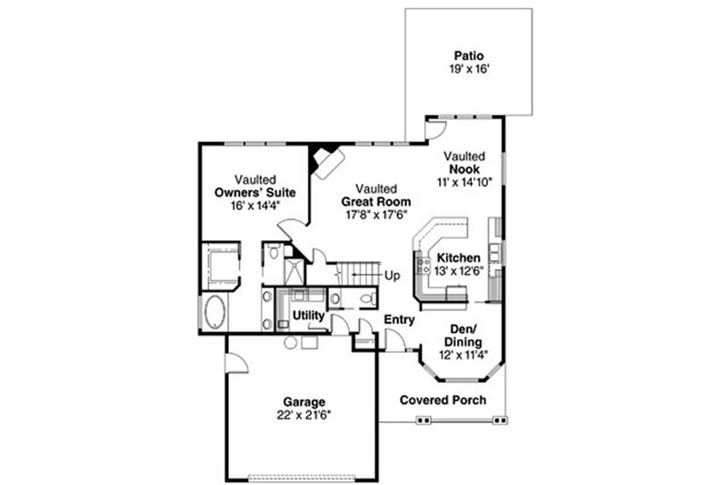 Home Plan - Floor Plan - Main Floor for Craftsman House Plan #124-726 - 3 bed, 2.5 bath
