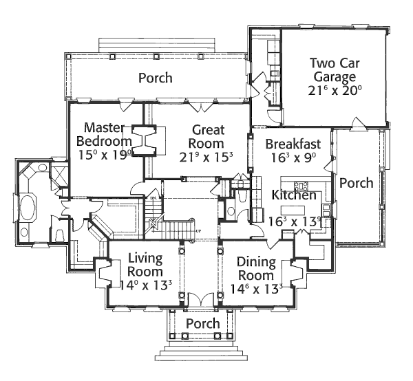 House Plan Design - Classical Floor Plan - Main Floor Plan #429-16