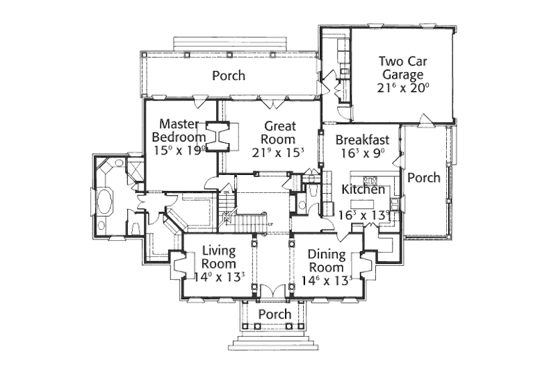 Home Plan - Floor Plan - Main Floor for Classical House Plan #429-16 - 4 bed, 3.5 bath