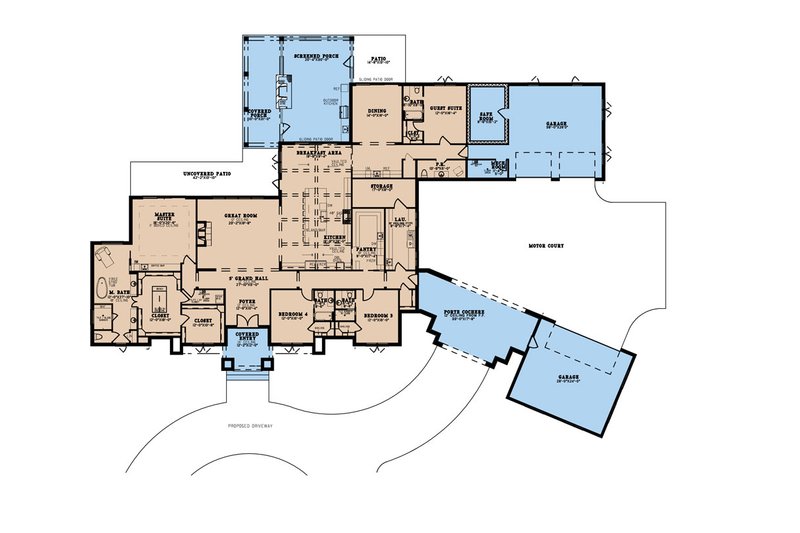 House Blueprint - Floor Plan - Main Floor for European House Plan #923-279 - 4 bed, 4.5 bath