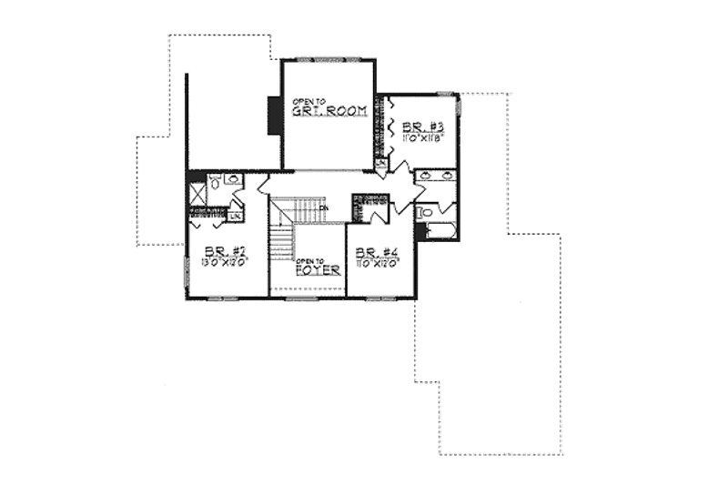 Dream House Plan - Floor Plan - Upper Floor for European House Plan #70-465 - 4 bed, 3.5 bath