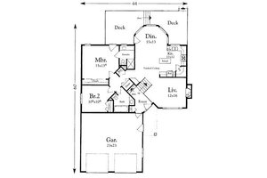 Floor Plan - Main Floor for Mediterranean House Plan #409-108 - 2 bed, 2 bath