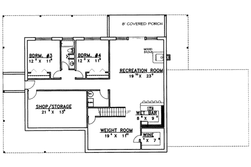 Home Plan - Floor Plan - Lower Floor for Traditional House Plan #117-420 - 4 bed, 3 bath