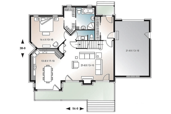 Floor Plan - Main Floor for Cottage House Plan #23-417 - 3 bed, 2.5 bath