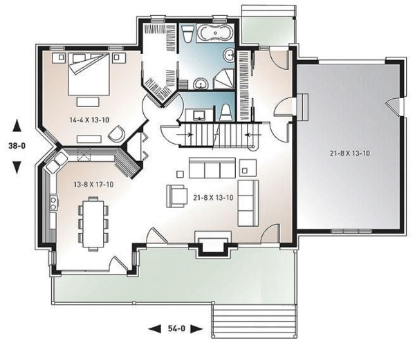 House Blueprint - Cottage Floor Plan - Main Floor Plan #23-417