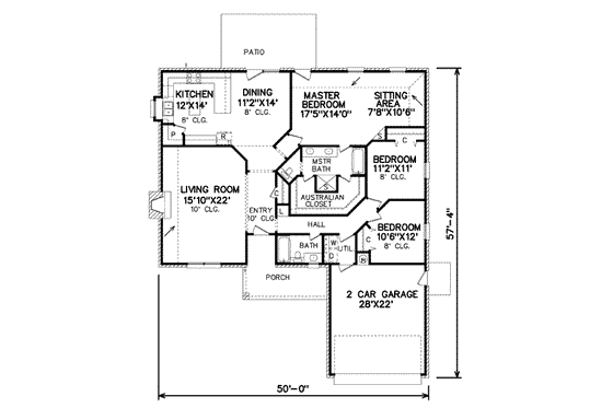 Floor Plan - Main Floor for Traditional House Plan #65-307 - 3 bed, 2 bath