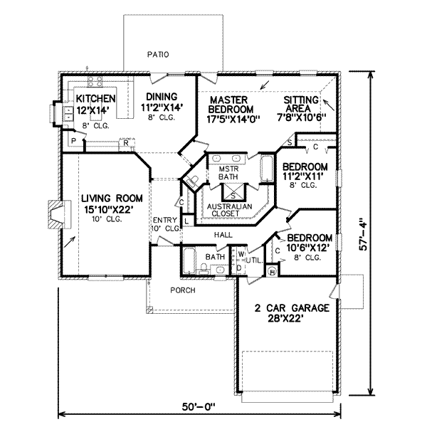 Floor Plan - Main Floor for Traditional House Plan #65-307 - 3 bed, 2 bath