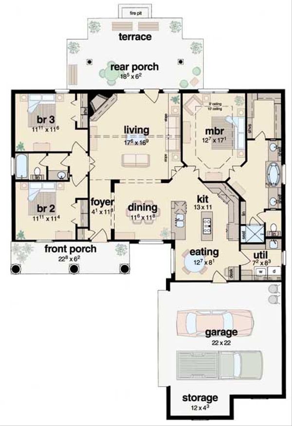 Colonial Floor Plan - Main Floor Plan #36-143