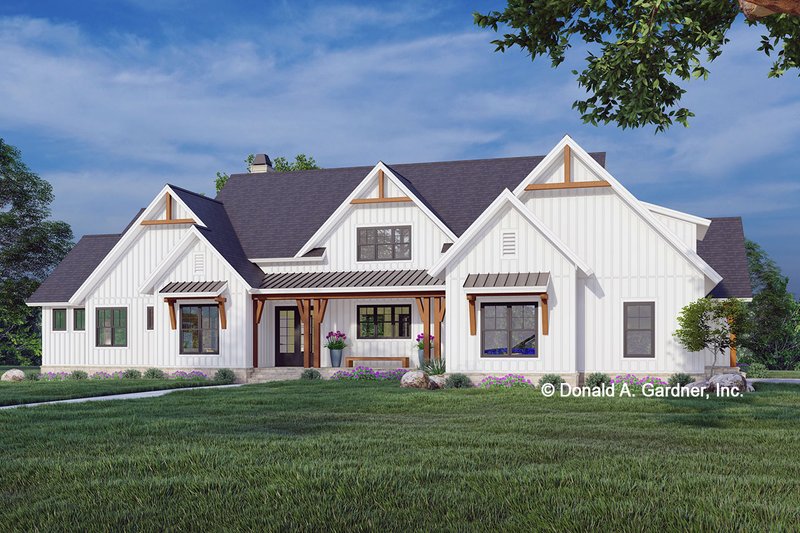 House Blueprint - Farmhouse Exterior - Front Elevation Plan #929-1172