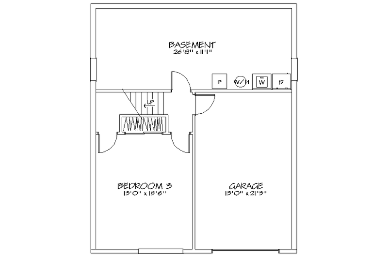 Home Plan - Floor Plan - Lower Floor for Cabin House Plan #320-404 - 3 bed, 1 bath