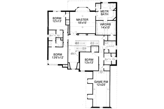 Floor Plan - Upper Floor for European House Plan #141-102 - 5 bed, 4 bath