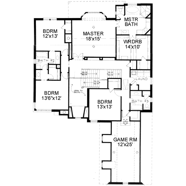 European Floor Plan - Upper Floor Plan #141-102