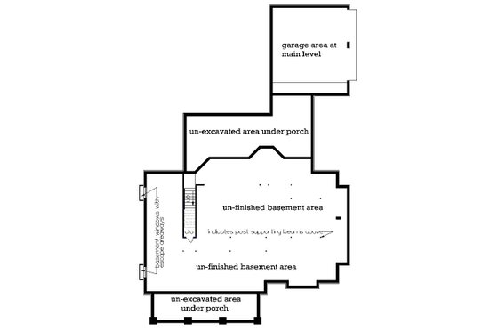 Floor Plan - Lower Floor for Craftsman House Plan #45-598 - 3 bed, 2 bath