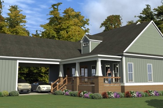 Exterior - Rear Elevation for Southern House Plan #63-391 - 3 bed, 2.5 bath