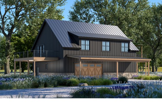 Exterior - Rear Elevation for Barndominium House Plan #20-2561, 0.5 bath