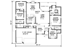 Floor Plan - Main Floor for Traditional House Plan #65-450 - 3 bed, 2 bath