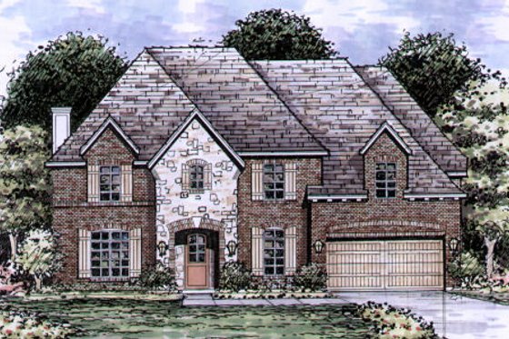 Exterior - Front Elevation for European House Plan #141-355 - 5 bed, 4.5 bath