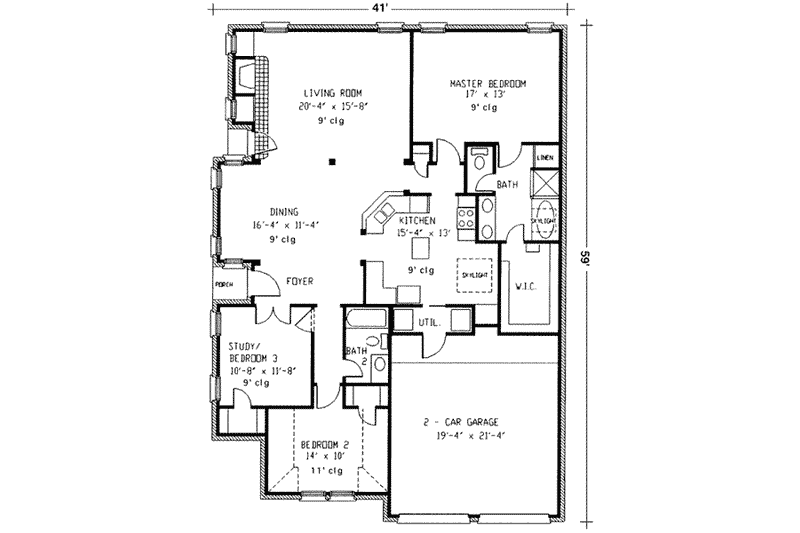Home Plan - Floor Plan - Main Floor for European House Plan #410-217 - 2 bed, 2 bath