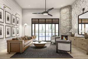 Interior - Family Room for Barndominium House Plan #455-543 - 2 bed, 1 bath