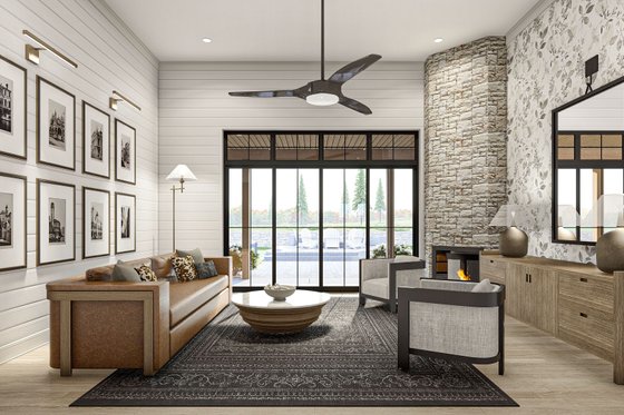Interior - Family Room for Barndominium House Plan #455-543 - 2 bed, 1 bath