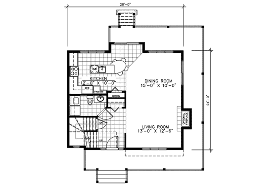 Floor Plan - Main Floor for Farmhouse House Plan #138-292 - 3 bed, 1.5 bath