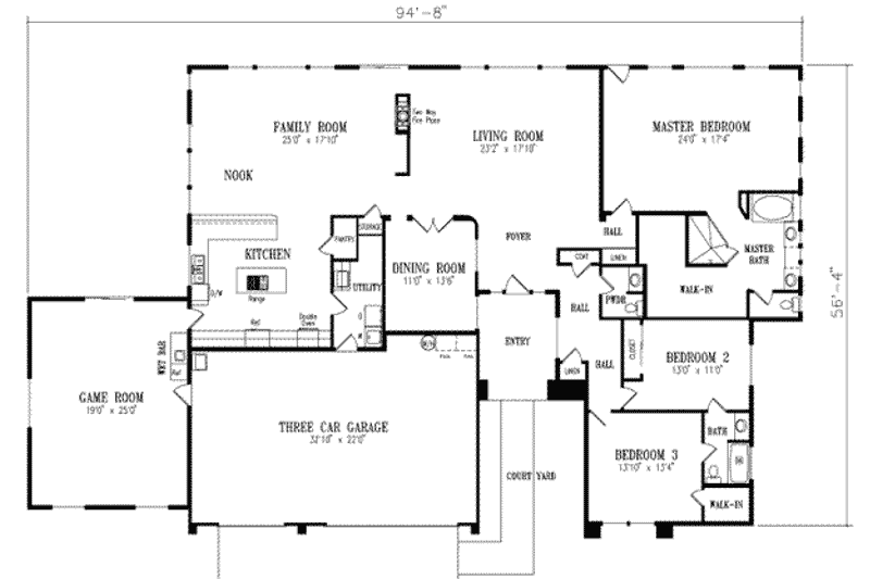 Architectural House Design - Floor Plan - Main Floor House Plan #1-838 - 3 bed, 2.5 bath