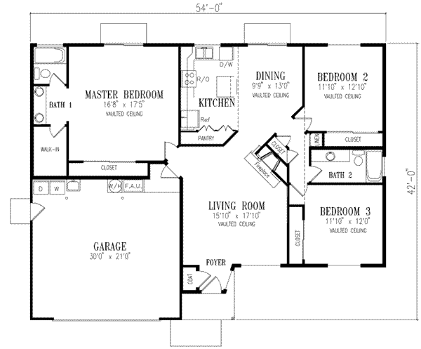 Adobe / Southwestern Style House Plan - 3 Beds 2 Baths 1557 Sq/Ft Plan ...