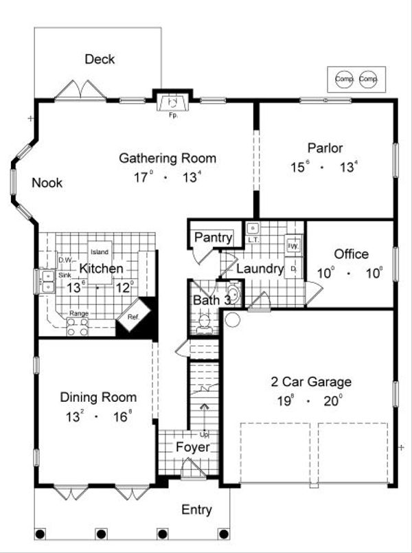 House Blueprint - European Floor Plan - Main Floor Plan #417-284