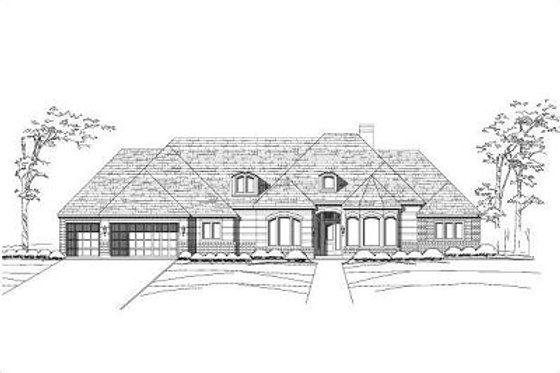 Exterior - Front Elevation for European House Plan #411-688 - 4 bed, 3.5 bath