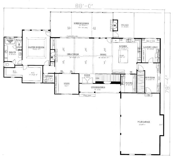 Architectural House Design - Craftsman Floor Plan - Main Floor Plan #437-115