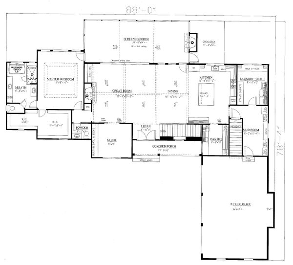 Dream House Plan - Craftsman Floor Plan - Main Floor Plan #437-115