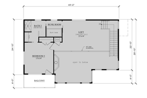 Floor Plan - Upper Floor for Modern House Plan #123-116 - 3 bed, 2 bath