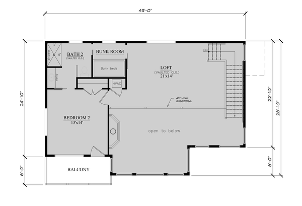 Modern Floor Plan - Upper Floor Plan #123-116