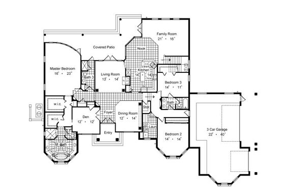 Floor Plan - Main Floor for European House Plan #417-400 - 3 bed, 4 bath