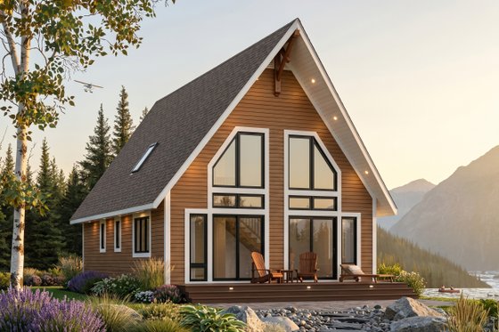 Exterior - Rear Elevation for Cabin House Plan #23-501 - 2 bed, 1 bath