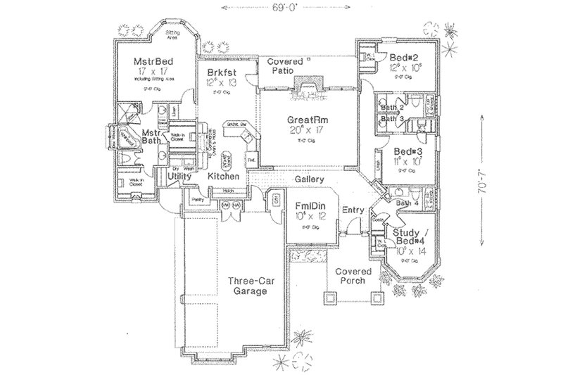 Home Plan - Bungalow style, Craftsman design,  main level floor plan