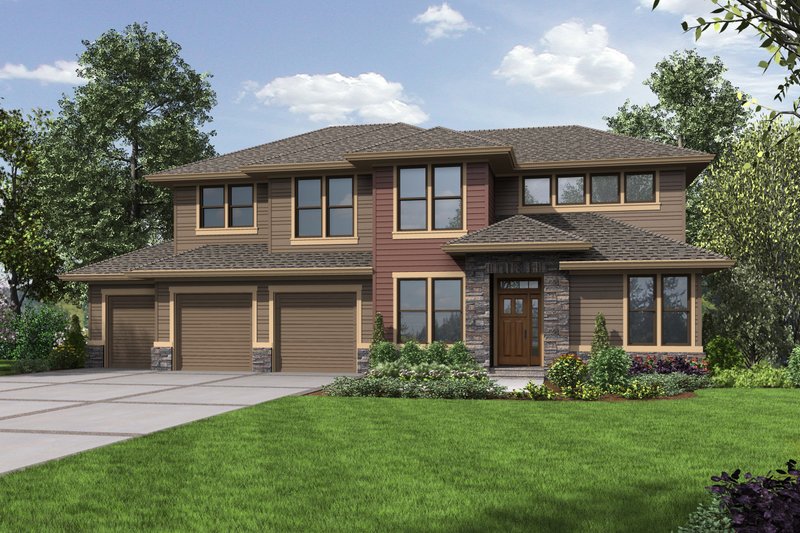 Prairie Style House Plan - 4 Beds 4 Baths 2645 Sq/Ft Plan #48-695