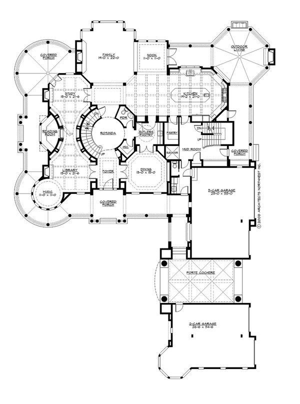 Architectural House Design - Colonial Floor Plan - Main Floor Plan #132-571