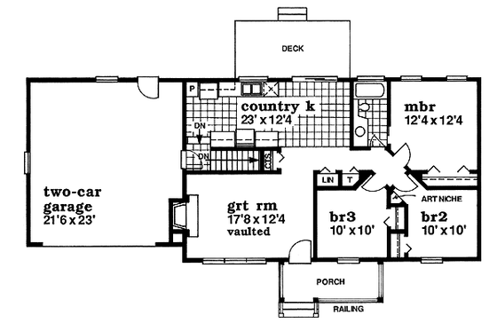 Floor Plan - Main Floor for Ranch House Plan #47-325 - 3 bed, 1 bath