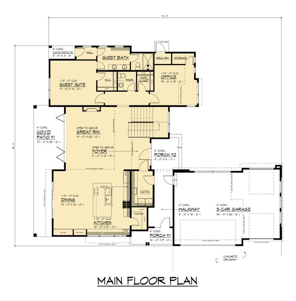 Contemporary Floor Plan - Main Floor Plan #1066-308