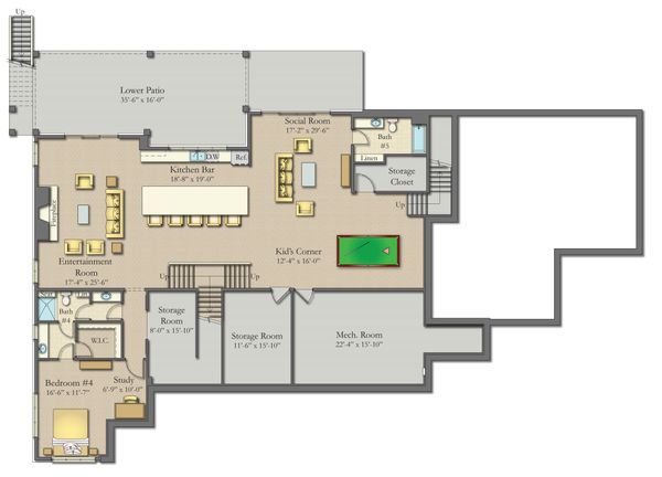 Home Plan - Craftsman Floor Plan - Lower Floor Plan #1057-27