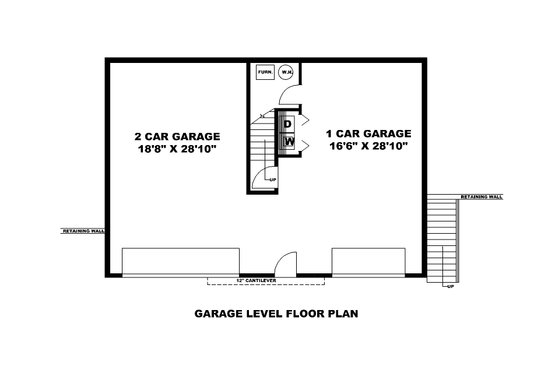 Floor Plan - Lower Floor for Contemporary House Plan #117-905 - 2 bed, 2 bath