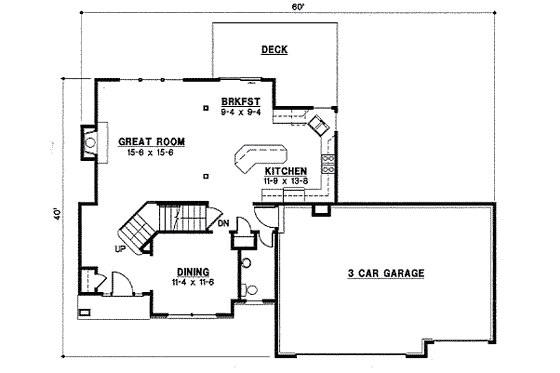 Floor Plan - Main Floor for Traditional House Plan #67-784 - 4 bed, 3 bath