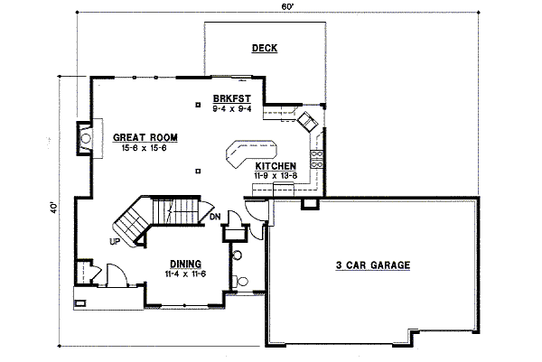 Floor Plan - Main Floor for Traditional House Plan #67-784 - 4 bed, 3 bath