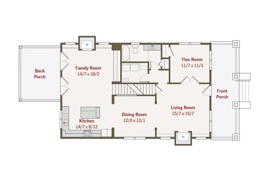 Floor Plan - Main Floor for Craftsman House Plan #461-36 - 4 bed, 3 bath