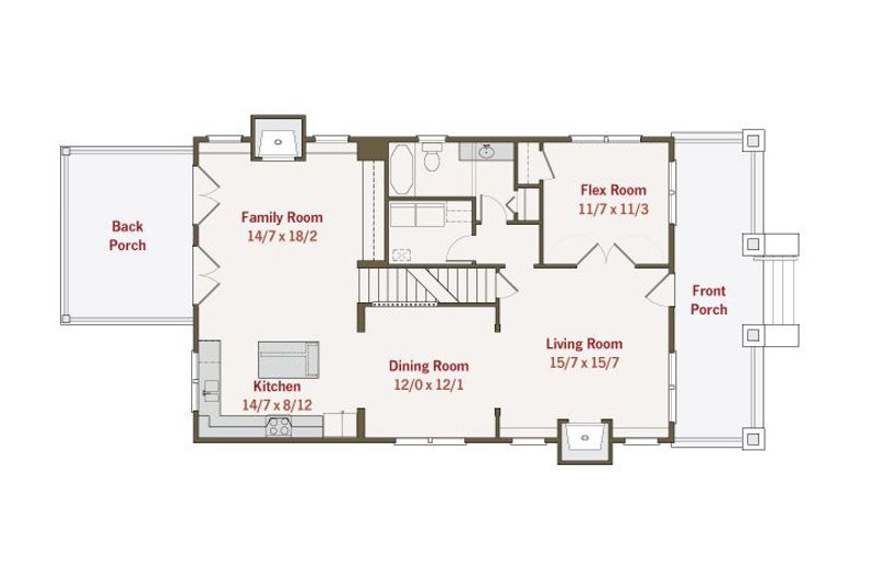 Architectural House Design - Floor Plan - Main Floor for Craftsman House Plan #461-36 - 4 bed, 3 bath